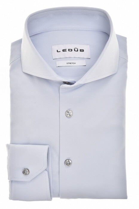 Ledûb Solid Color Actice Stretch Piqué Overhemd Licht Blauw