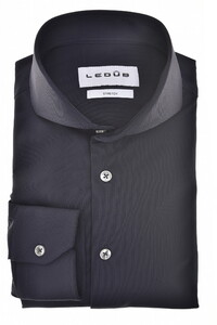 Ledûb Solid Color Actice Stretch Piqué Overhemd Navy