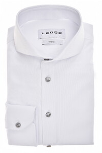 Ledûb Solid Color Actice Stretch Piqué Overhemd Wit