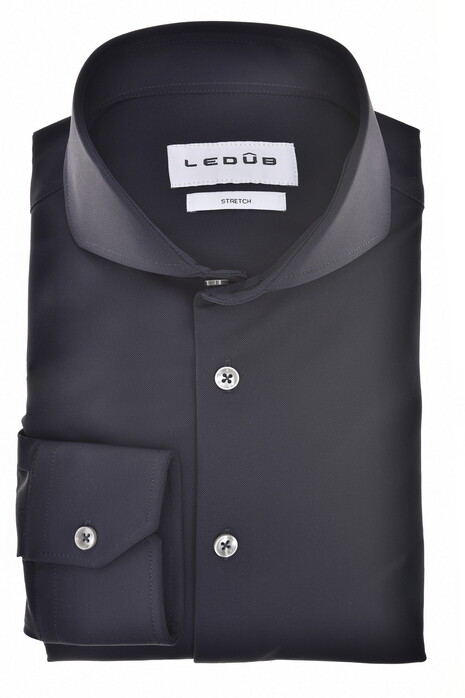 Ledûb Solid Color Actice Stretch Piqué Shirt Navy