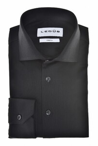 Ledûb Solid Color Cotten Jersey Stretch Overhemd Zwart