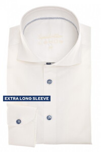Ledûb Solid Color Extra Long Sleeve Cotton Non-Iron Overhemd Antiekwit-Blauw