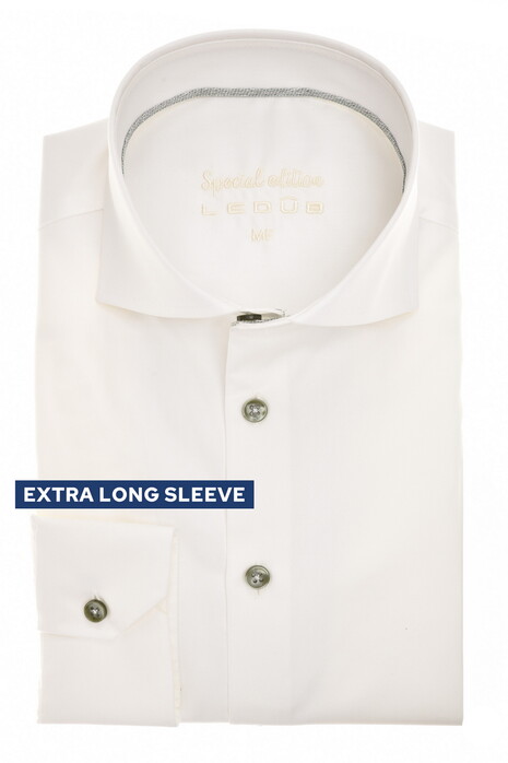 Ledûb Solid Color Extra Long Sleeve Cotton Non-Iron Overhemd Antiekwit-Groen