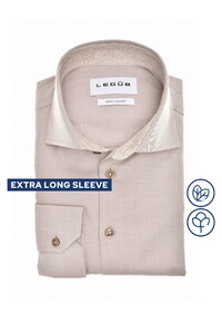 Ledûb Solid Color Extra Long Sleeve Organic Cotton Overhemd Midden Bruin