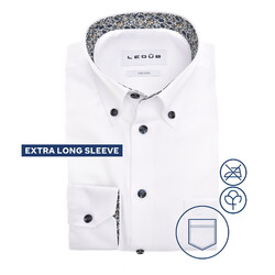 Ledûb Solid Color Floral Detail Non-Iron Overhemd Wit