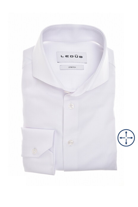 Ledûb Solid Color Four Way Stretch Overhemd Wit