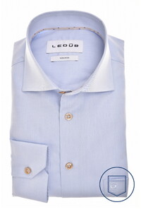 Ledûb Solid Color Subtle Contrast Details Shirt Light Blue-Sand