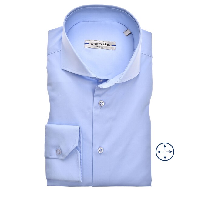 Ledûb Stretch Slim Fit Overhemd Licht Blauw