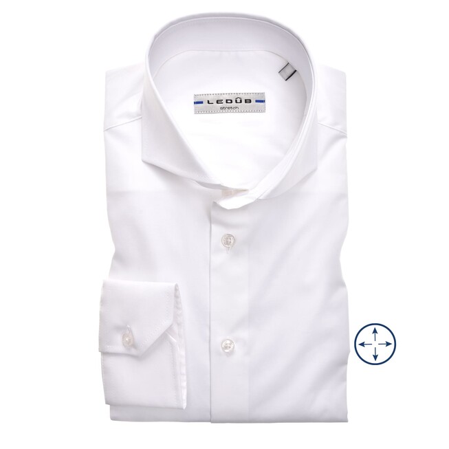 Ledûb Stretch Slim Fit Overhemd Wit