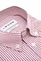 Ledûb Striped Button-Down Pure Cotton Overhemd Donker Rood