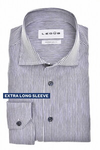 Ledûb Striped Comfort Blend Wide Spread Extra Long Sleeve Overhemd Blauw