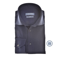 Ledûb Subtle Mélange Faux-Uni Cotton Tricot Stretch Overhemd Donker Blauw