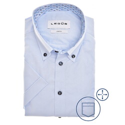 Ledûb Subtle Stretch Uni Color Short Sleeve Overhemd Licht Blauw