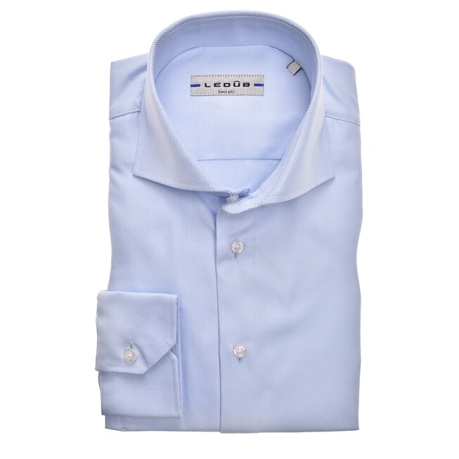 Ledûb Two Ply Modern Fit Overhemd Licht Blauw