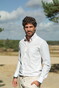 Ledûb Uni Color 4-Way Stretch Button-Down Overhemd Wit-Zand