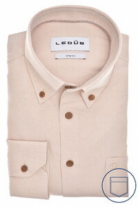 Ledûb Uni Color 4-Way Stretch Button-Down Overhemd Zand