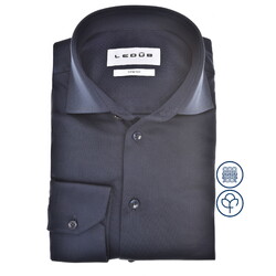Ledûb Uni Color Cotton Jersey Stretch Overhemd Blauw