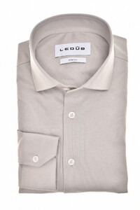 Ledûb Uni Color Cotton Jersey Stretch Overhemd Licht Grijs