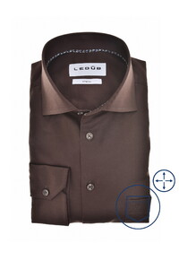 Ledûb Uni Color Cotton Stretch Overhemd Donker Bruin