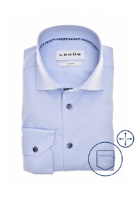 Ledûb Uni Color Cotton Stretch Overhemd Licht Blauw