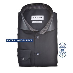 Ledûb Uni Color Extra Lange Mouw Abstract Detail Overhemd Navy