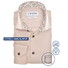 Ledûb Uni Color Fine Detail Extra Long Sleeve Non-Iron Cotton Overhemd Licht Bruin