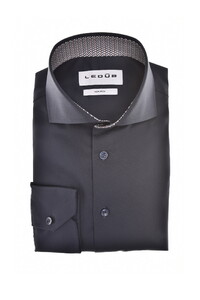Ledûb Uni Color Fine Details Cotton Non-Iron Overhemd Navy