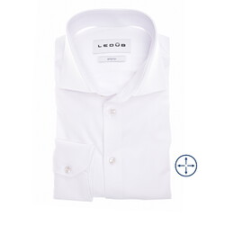 Ledûb Uni Color Four Way Stretch Overhemd Wit