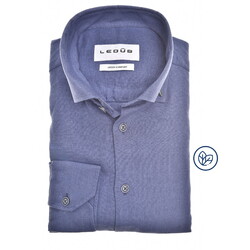 Ledûb Uni Color Linen Cotton Button-Down Shirt Mid Blue