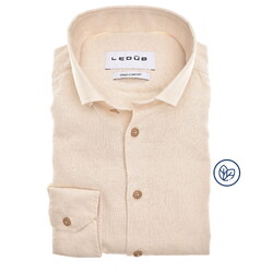 Ledûb Uni Color Linnen Cotton Button-Down Overhemd Zand