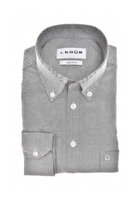 Ledûb Uni Color Oxford Cotton Button-Down Overhemd Zwart