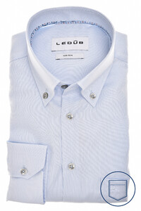 Ledûb Uni Color Pure Cotton Non-Iron Button-Down Overhemd Licht Blauw