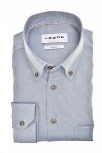 Ledûb Uni Color Pure Cotton Non-Iron Button-Down Shirt Mid Blue