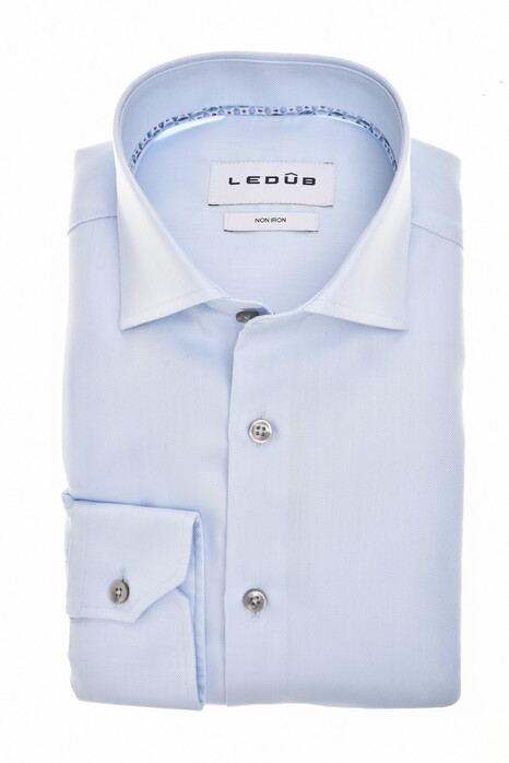 Ledûb Uni Color Pure Cotton Non-Iron Overhemd Licht Blauw