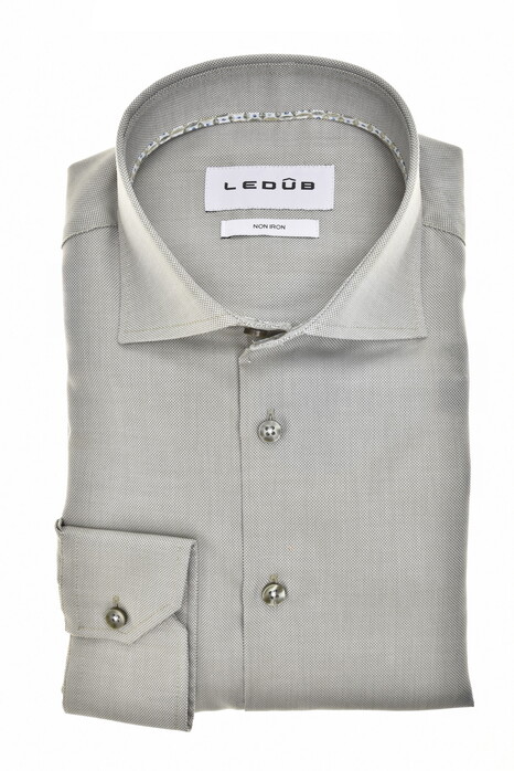 Ledûb Uni Color Pure Cotton Non-Iron Overhemd Midden Groen