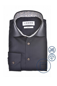 Ledûb Uni Color Pure Cotton Non-Iron Overhemd Navy-Bruin