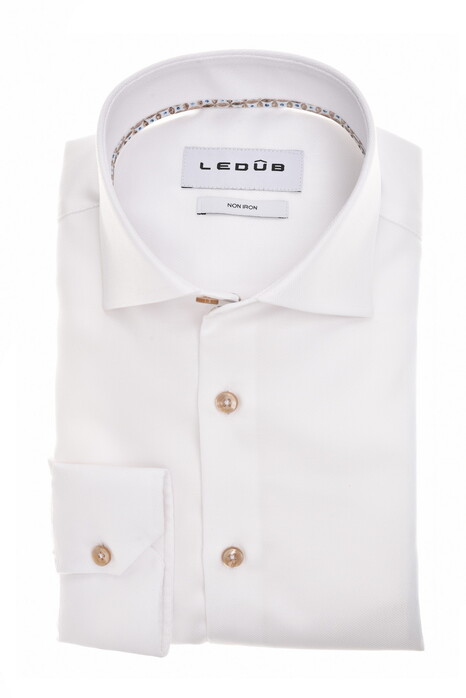 Ledûb Uni Color Pure Cotton Non-Iron Overhemd Wit