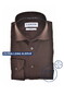 Ledûb Uni Color Subtle Cotton Stretch Extra Lange Mouw Overhemd Donker Bruin