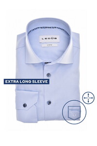 Ledûb Uni Color Subtle Cotton Stretch Extra Lange Mouw Overhemd Licht Blauw