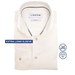 Ledûb Uni Color Subtle Detail Pure Non-Iron Cotton Overhemd Antiekwit-Groen
