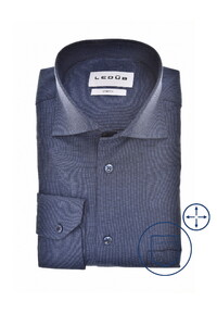 Ledûb Uni Color Wide Spread Stretch Overhemd Donker Blauw