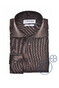 Ledûb Uni Color Wide Spread Stretch Overhemd Donker Bruin