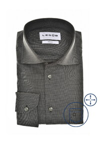 Ledûb Uni Color Wide Spread Stretch Overhemd Donker Groen