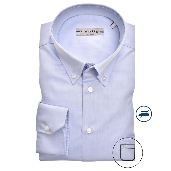 Ledûb Uni Modern Fit Overhemd Licht Blauw