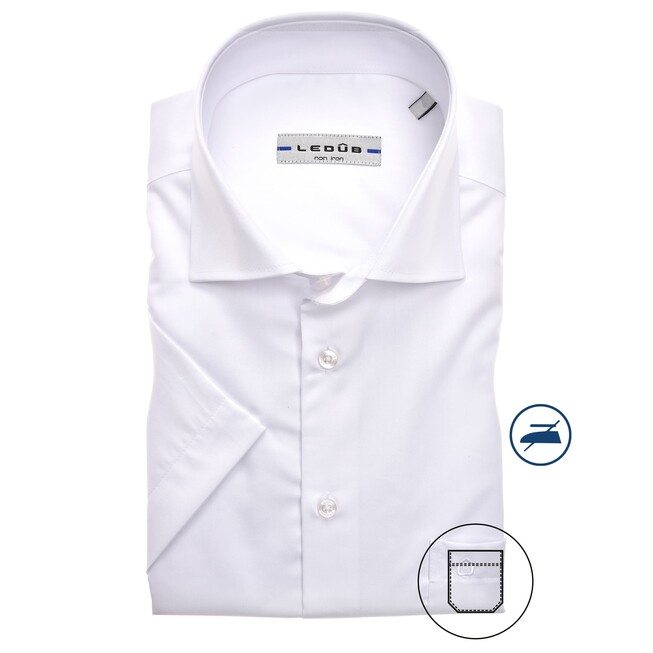 Ledûb Uni Short Sleeve Modern Fit Overhemd Wit