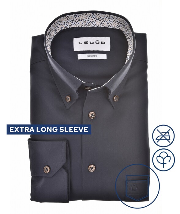 Ledûb Urban Contrast Collar Overhemd Donker Blauw