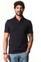 Ledûb V-Neck Cutaway Jersey Short Sleeve Polo Donker Blauw