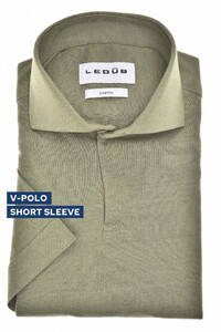 Ledûb V-Neck Cutaway Jersey Short Sleeve Polo Midden Groen