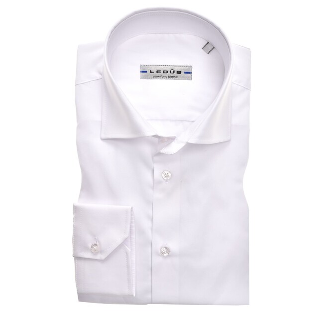 Ledûb Wide Spread Slim Fit Overhemd Wit