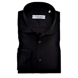 Ledûb Wide Spread Slim Fit Overhemd Zwart
